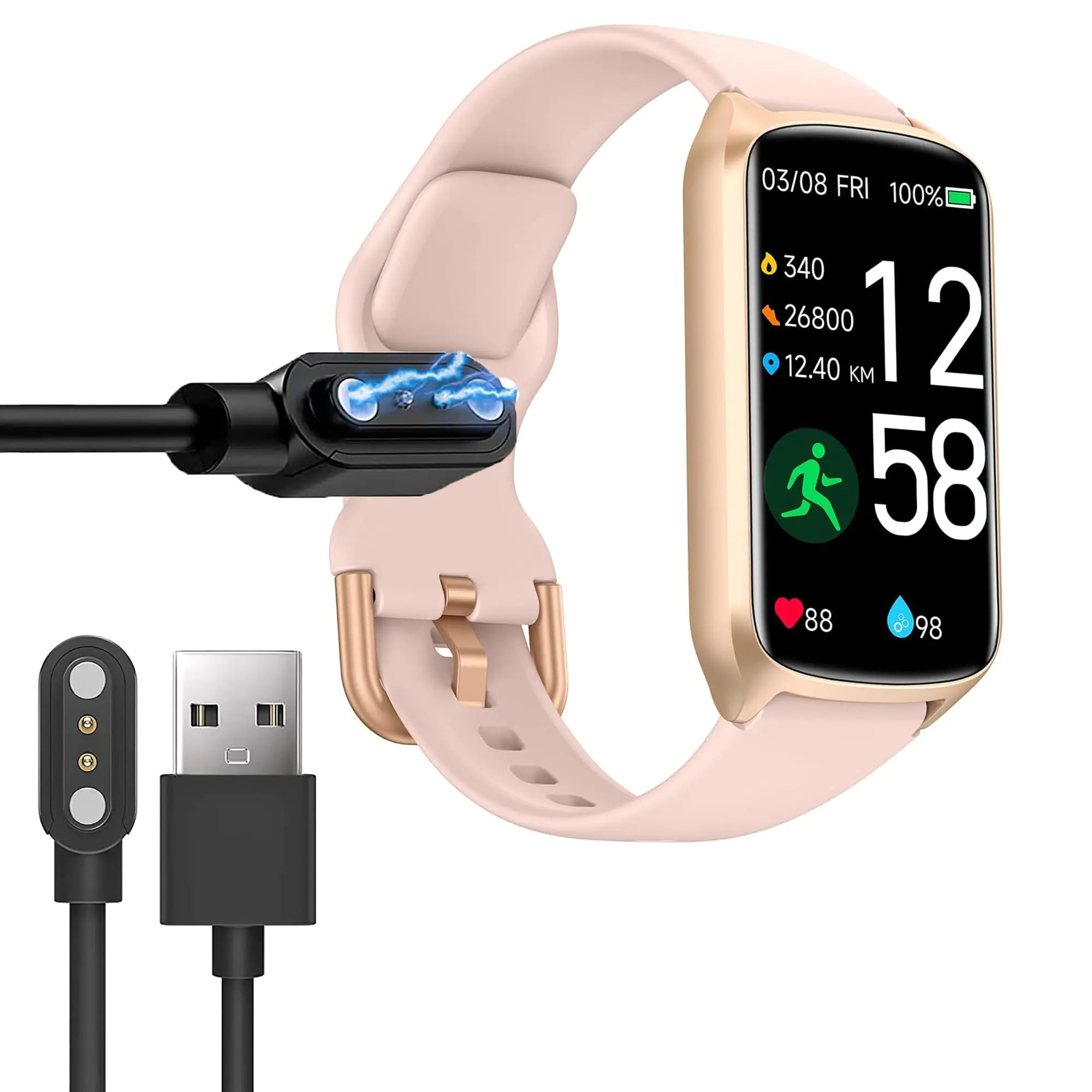 Lamshaw Compatible with Amzhero Fitness Tracker Charger Magnetic USB Charging Cable Replacement Charger Compatible for Amzhero D26 1.47 Inches Fitness Tracker (Black)