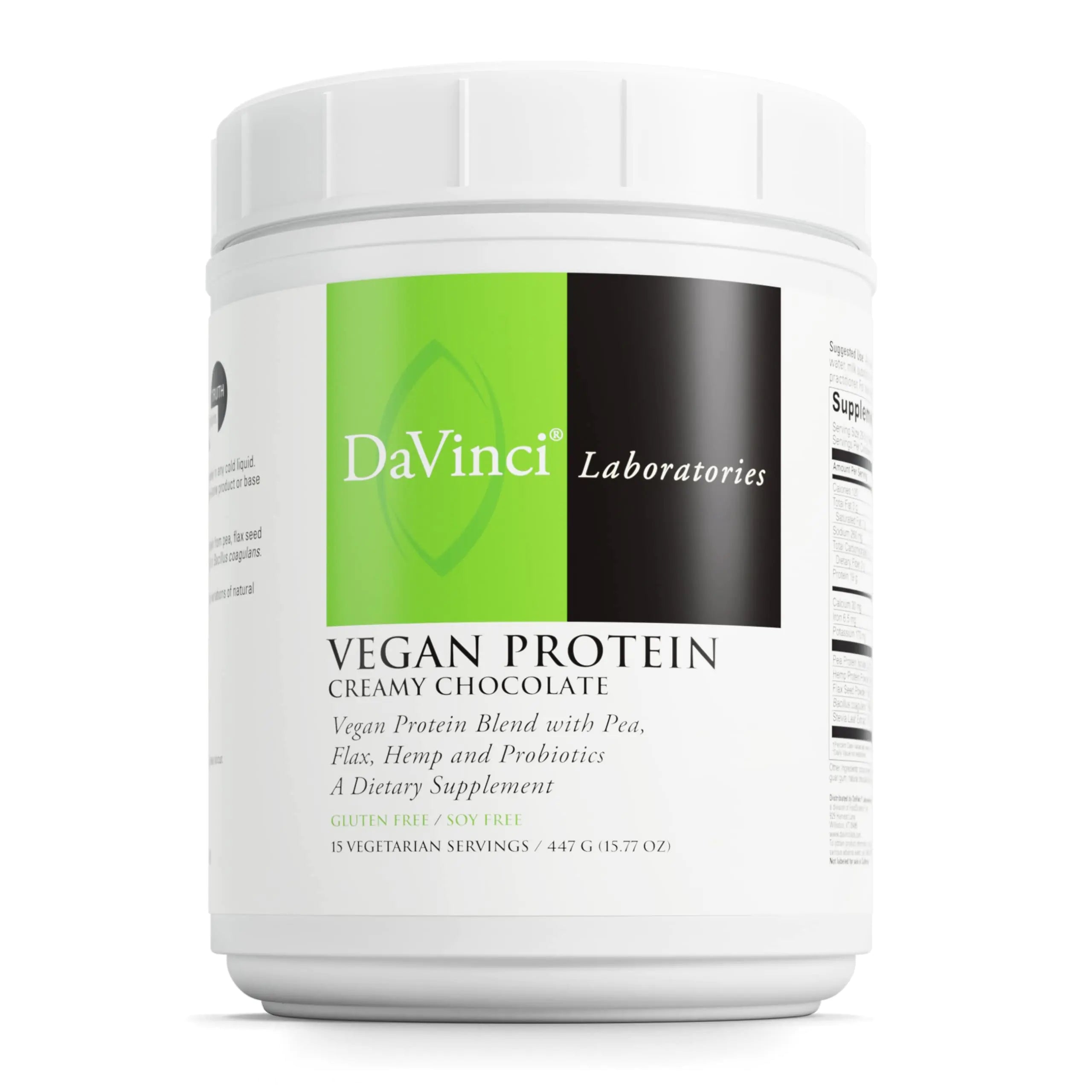 DaVinci Labs Vegan Protein - Protein Powder Supplement Supports Muscle & Tissue Repair* - Vegan Protein Supplement with Pea Protein & Flax Seed - Creamy Chocolate 15 Servings (477 g)