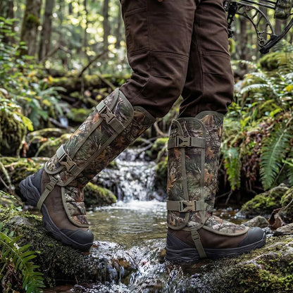 Tactical Camo Snake Gaiters Durable Waterproof Leg Guards with 12 PE Boards High-Top Protective Sleeves for Hunting Trekking