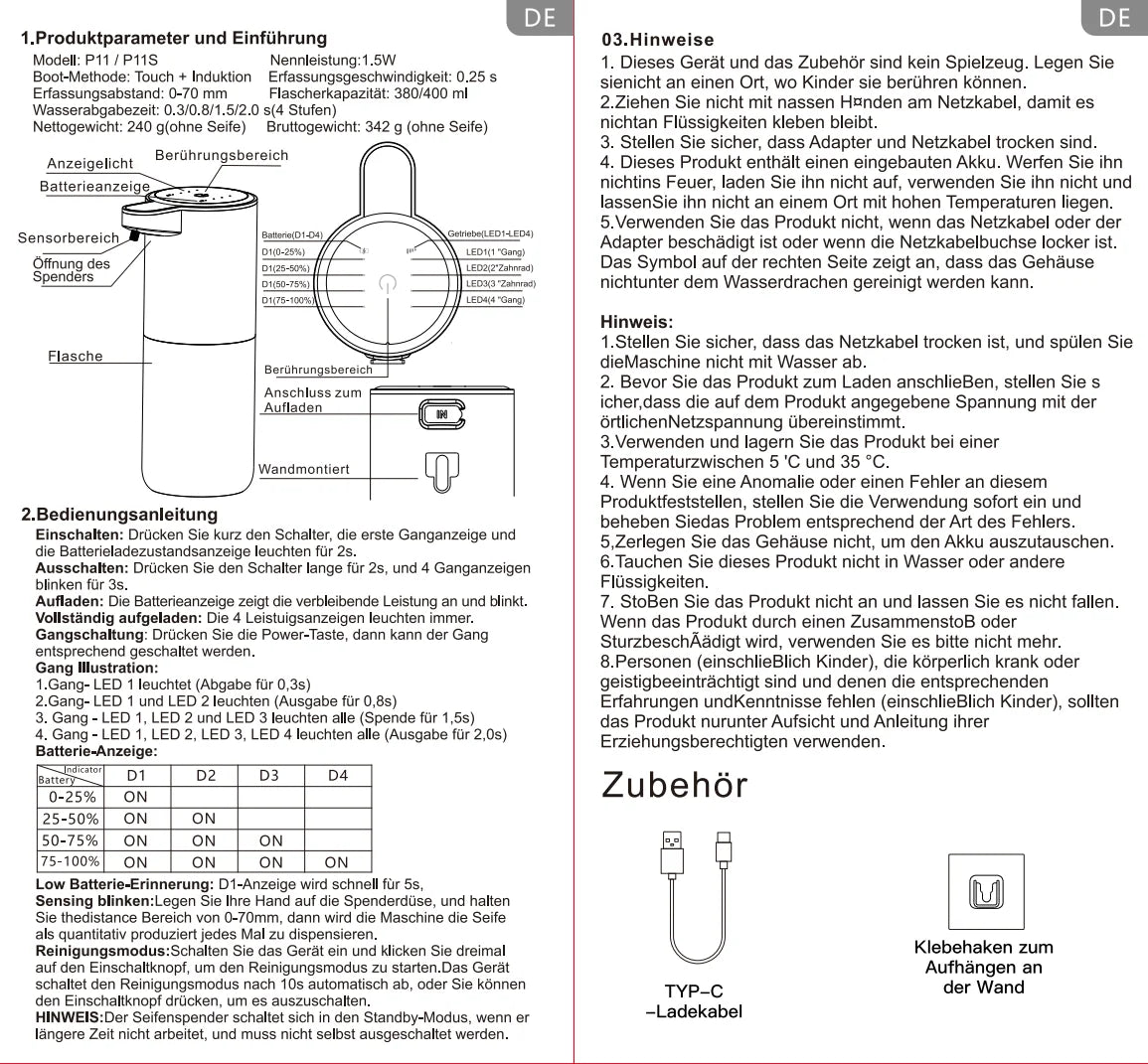 Touchless Electric liquid Soap Dispenser