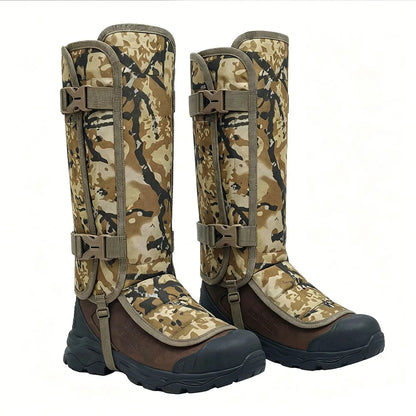 Tactical Camo Snake Gaiters Durable Waterproof Leg Guards with 12 PE Boards High-Top Protective Sleeves for Hunting Trekking