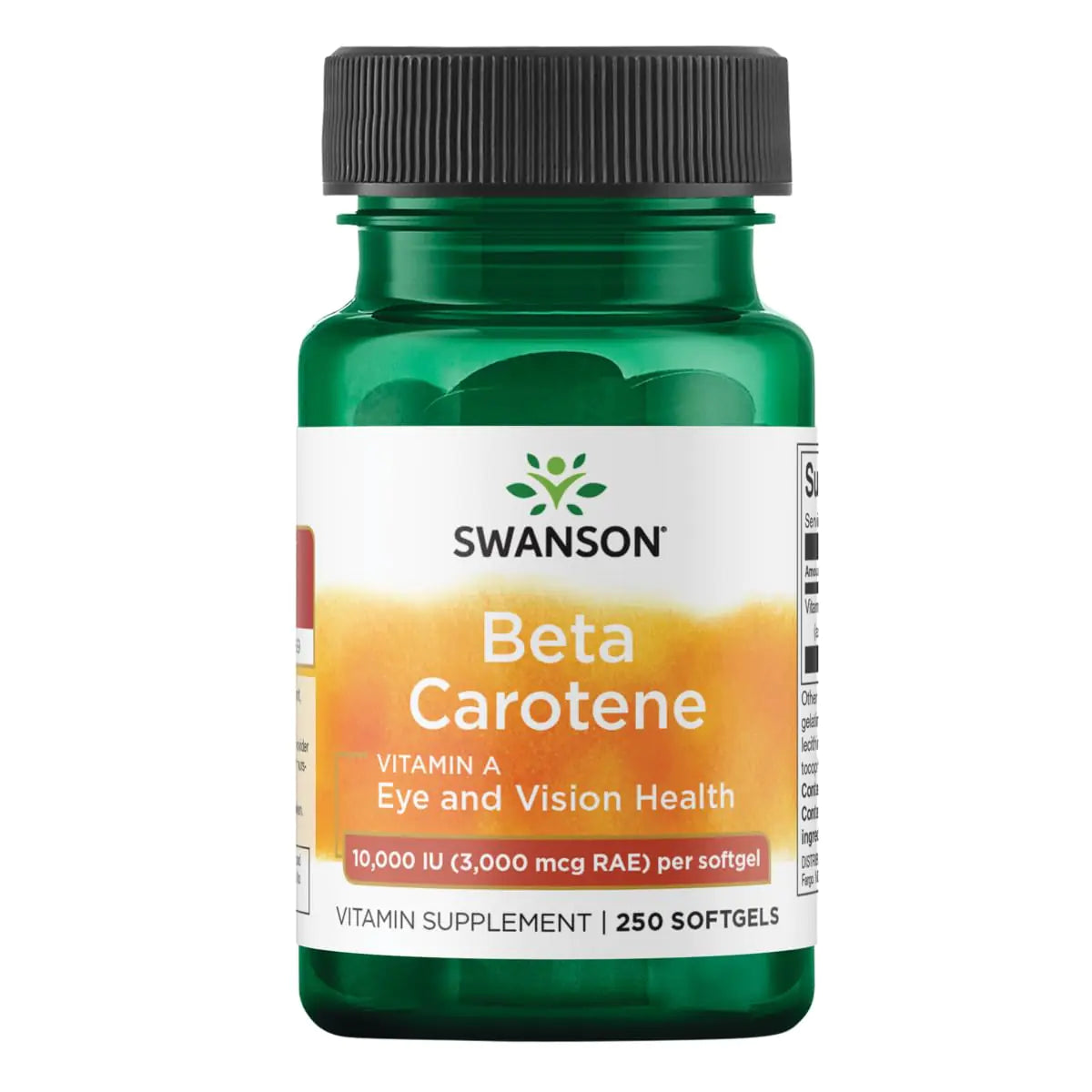 Swanson Beta-Carotene - Vitamin A Supplement Promoting Immune Health Eye & Skin Health - Natural Wellness Formula - (250 Softgels 3000mcg Each)