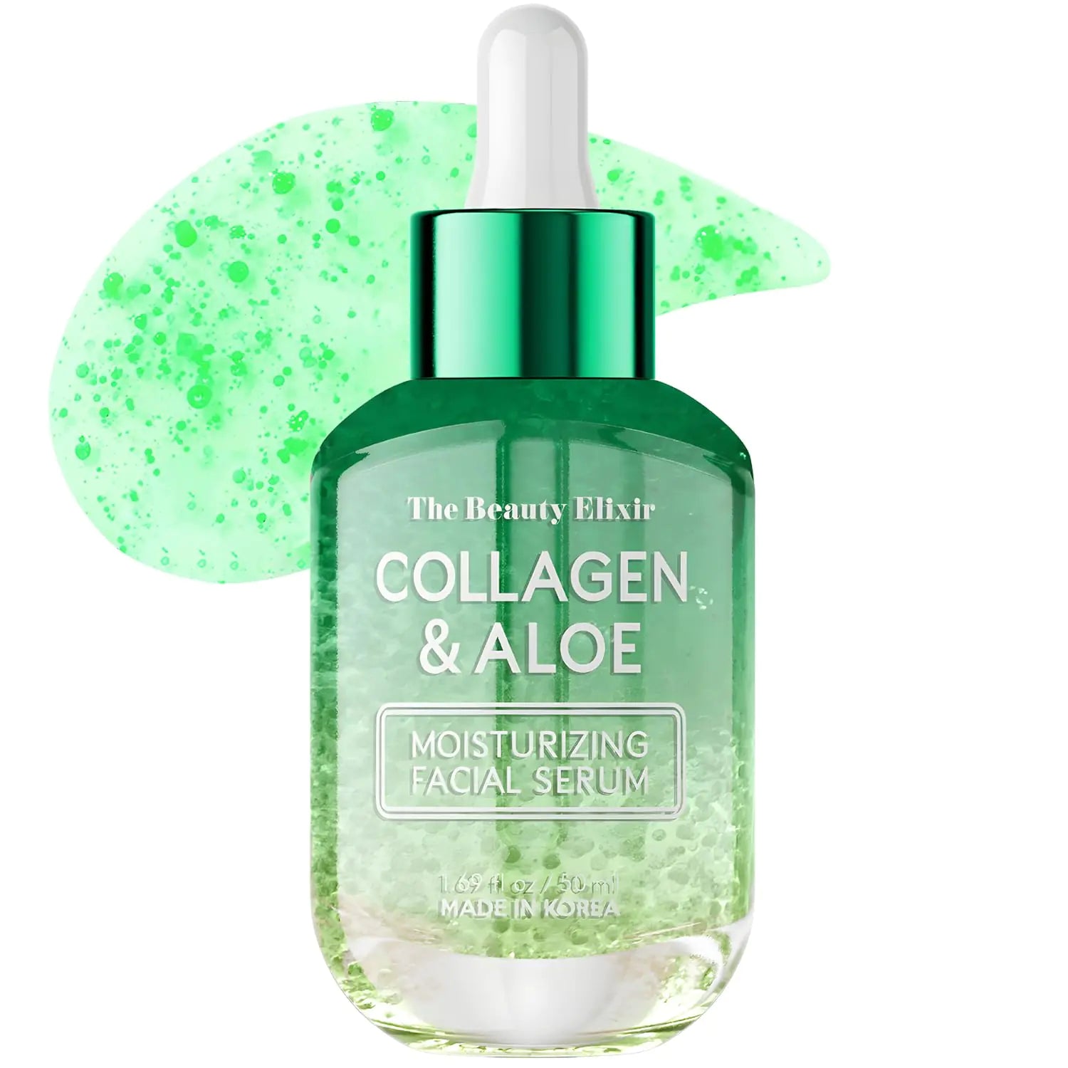 Beauty Elixir Aloe & Collagen Serum For Face - Skin Tightening Hydrating & Nourishing Anti-Aging Treatment - Clean Cruelty-Free Korean Skin Care - Dermatologist Tested - 1.69 oz
